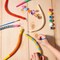 Unfinished Wooden Wiggly Snake with 12 Colors Acrylic Craft Paint